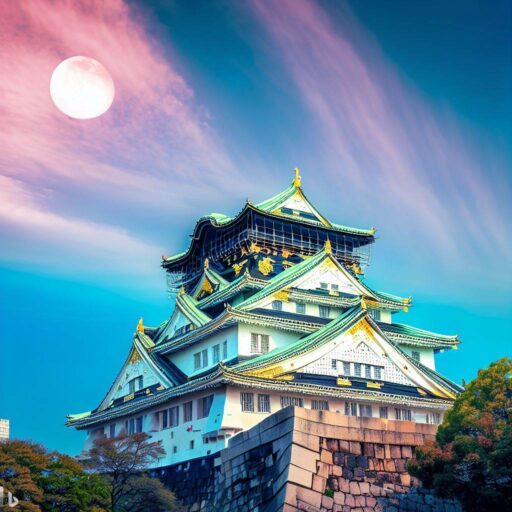 大阪城と月